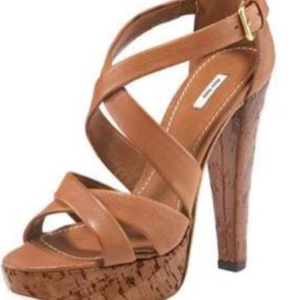 Miu Miu Criss Cross Platform Cork Heel Sandals - image 8